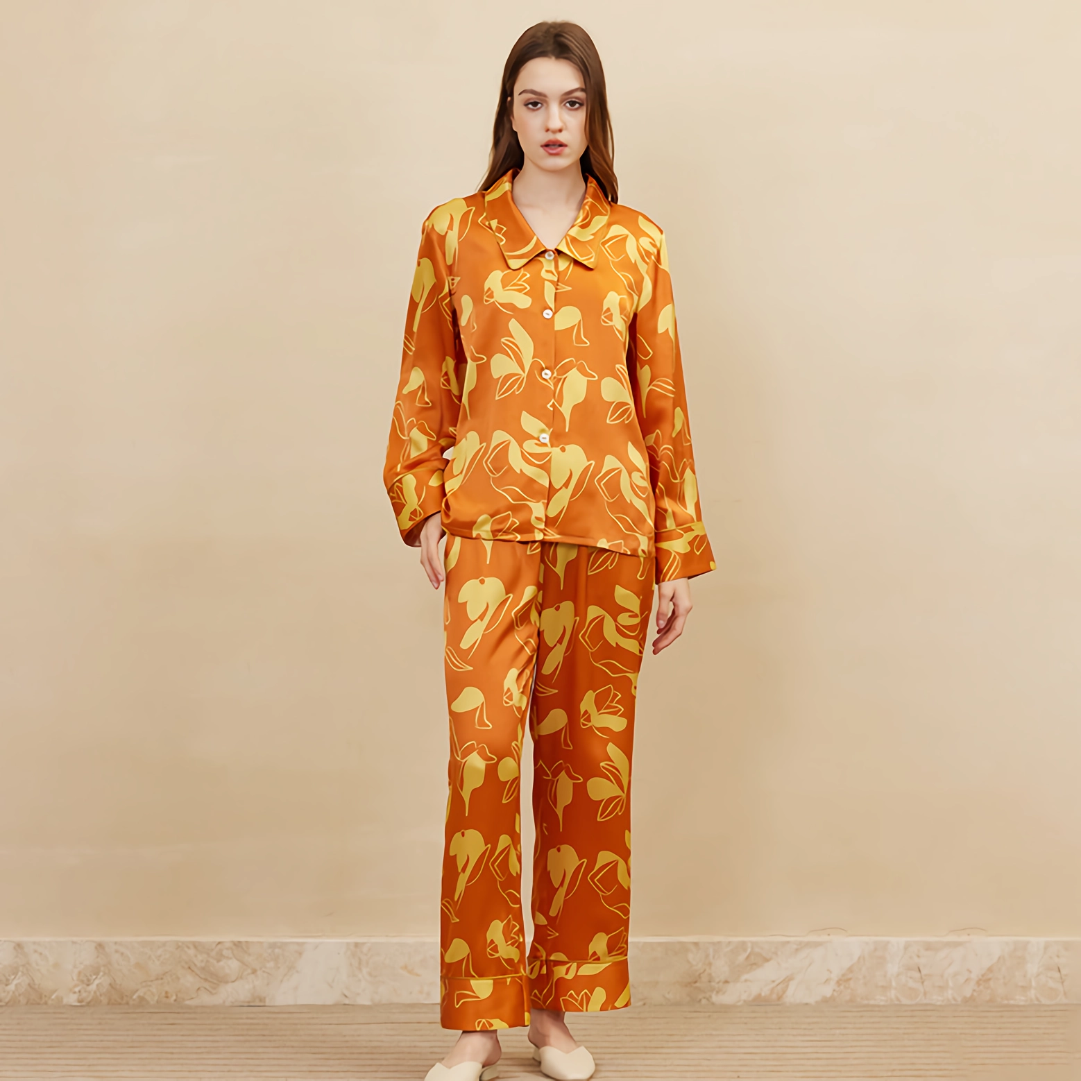 Luxury Silk Pajamas For Women With Printed Pattern REAL SILK LIFE