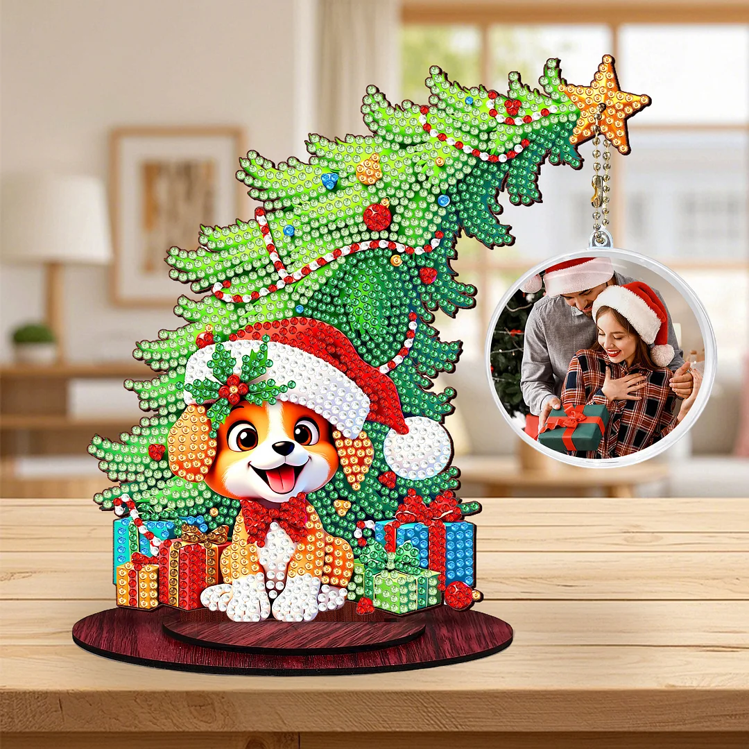 Photo Christmas Tree 5D DIY Diamond Art Tabletop Wood Decorations Ornament Kits
