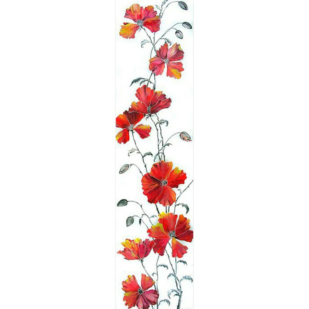 

25x115cm Round Drill Diamond Painting-Red Flowers, 501 Original