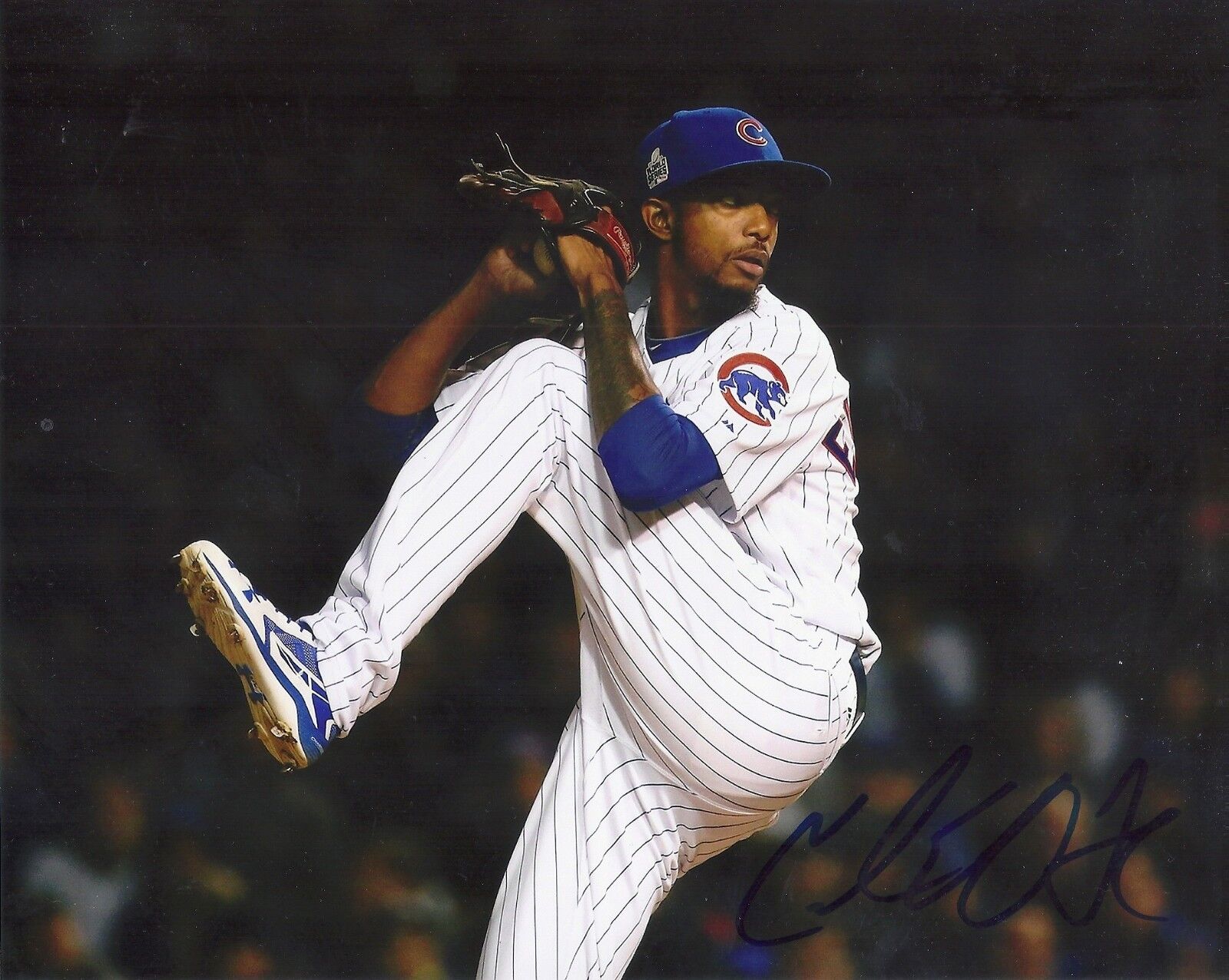 CJ EDWARDS 'CHICAGO CUBS' 2016 WORLD SERIES PITCHER SIGNED 8X10 PICTURE *COA