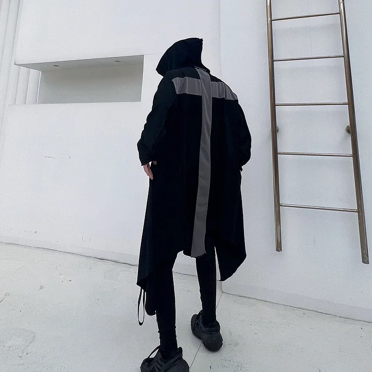 Stylish Darkwear Collection Hooded Simple Shoulder Coat Jackets-dark style-men's clothing-halloween