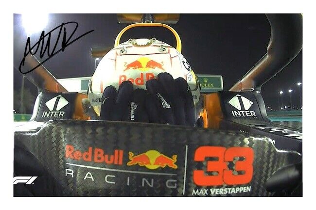 Max Verstappen F1 World Champion 2021 Signed A4 Photo Poster painting Print Autograph Formula 1