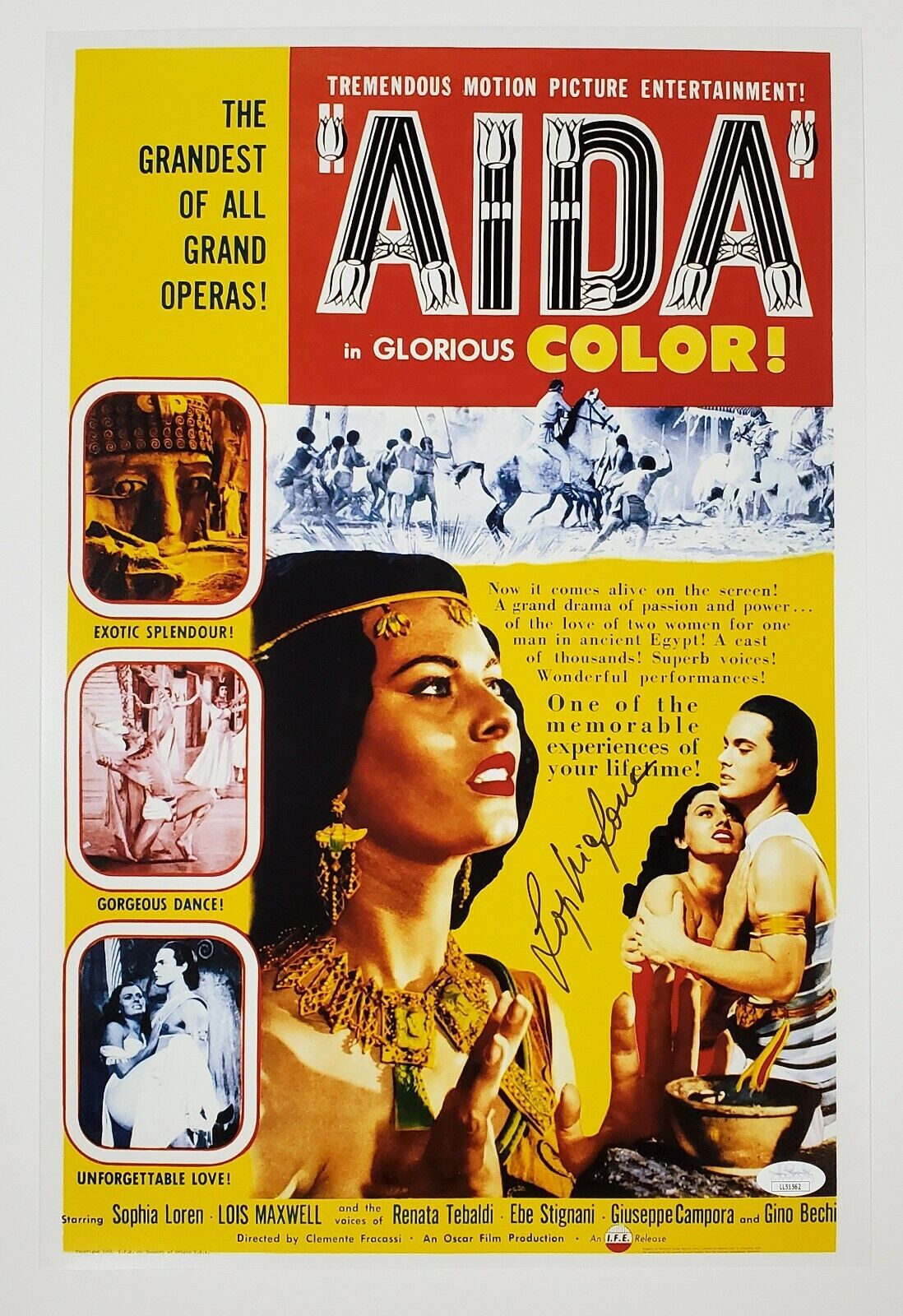 Sophia Loren Signed Aida 12x18 Movie Poster Operation Crossbow El Cid LEGEND JSA