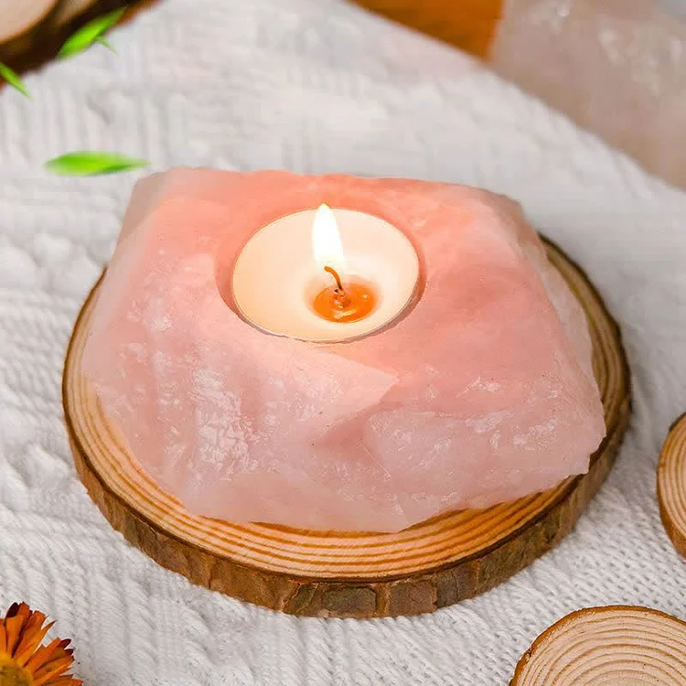 Natural Healing Crystal Candle Holder| Rose Quartz