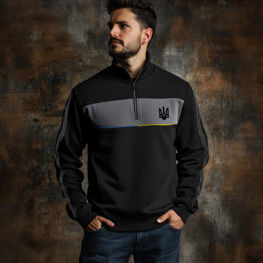 Comstylish Ukraine Trident Inspired Men's Zipper Sweatshirt