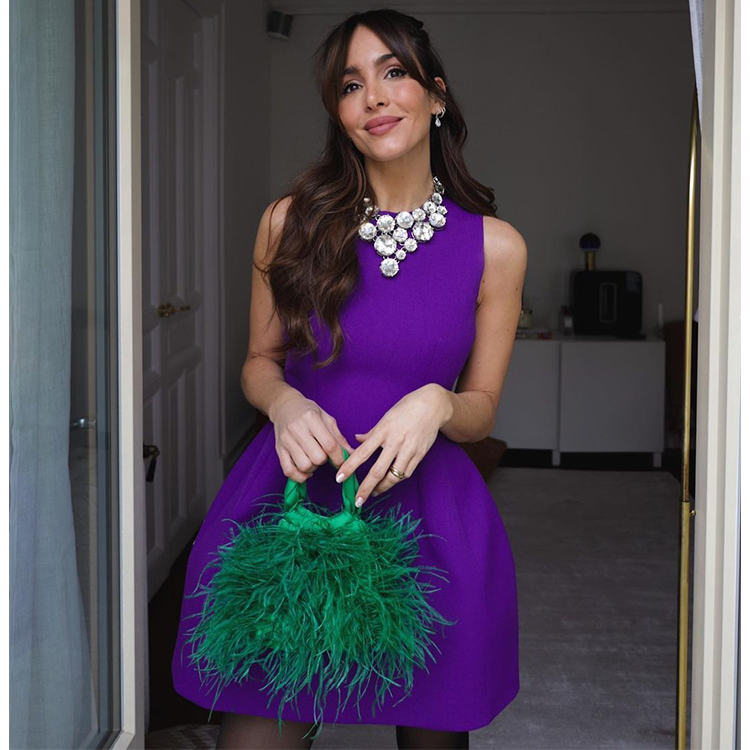 Christmas Round Collar Sleeveless Velvet Mini Dress