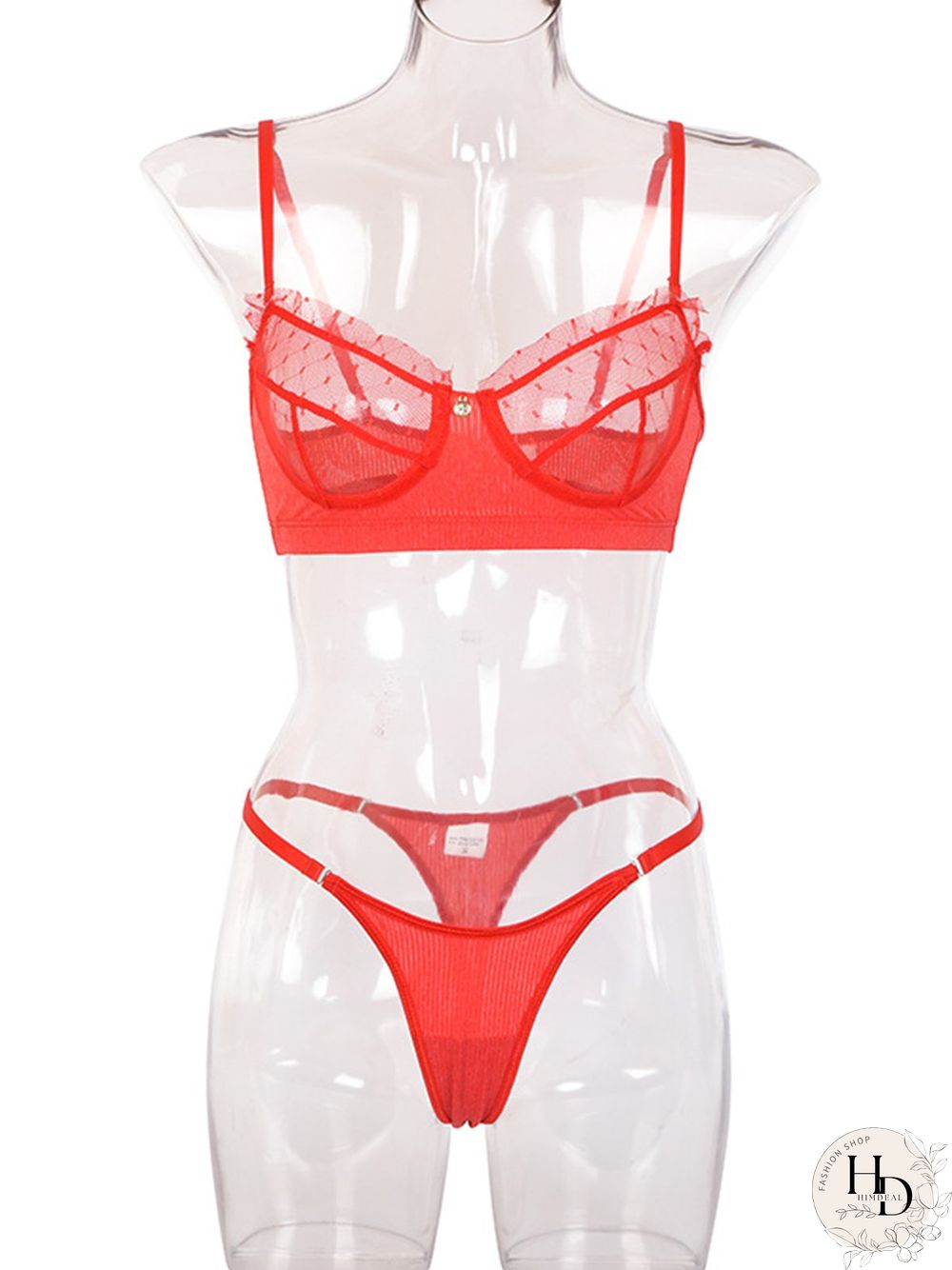 Lace Mesh Eyelashes Lace Sling Lingerie Set