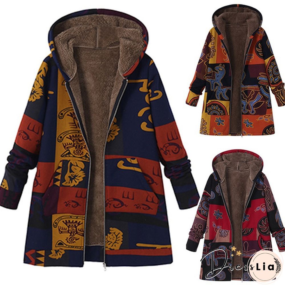 Oversize Women Hooded Long Sleeve Fluffy Fur Fleece Cozy Zipper Coat Outwear