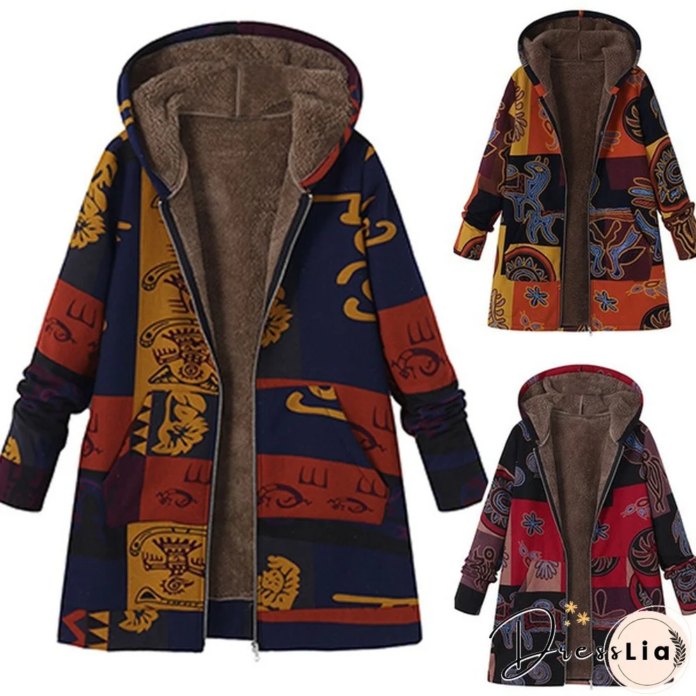 Oversize Women Hooded Long Sleeve Fluffy Fur Fleece Cozy Zipper Coat Outwear