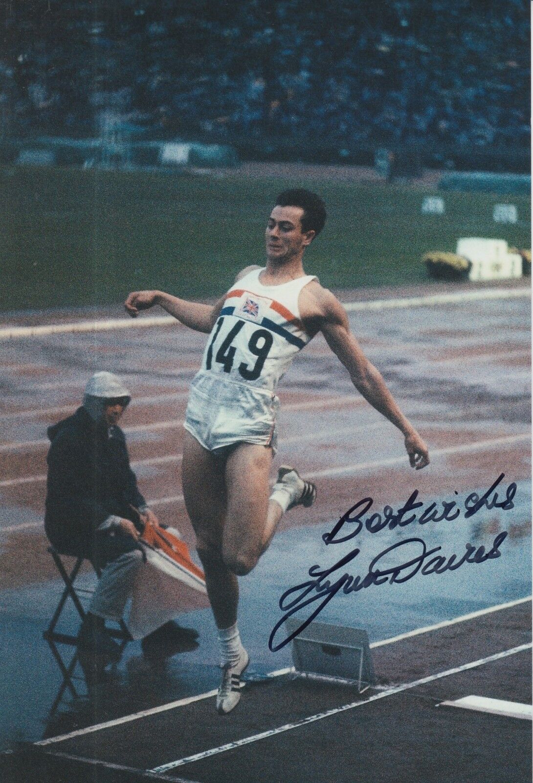 Lynn Davies Hand Signed Olympics 12x8 Photo Poster painting 1.