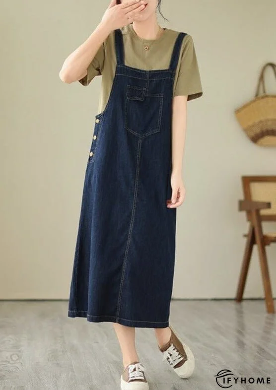 Plus Size Minimalist Denim Strap Dress Sleeveless Summer | IFYHOME