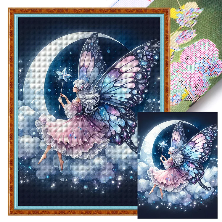 『YiShu』Butterfly Fairy - 11CT Stamped Cross Stitch(50*65cm)