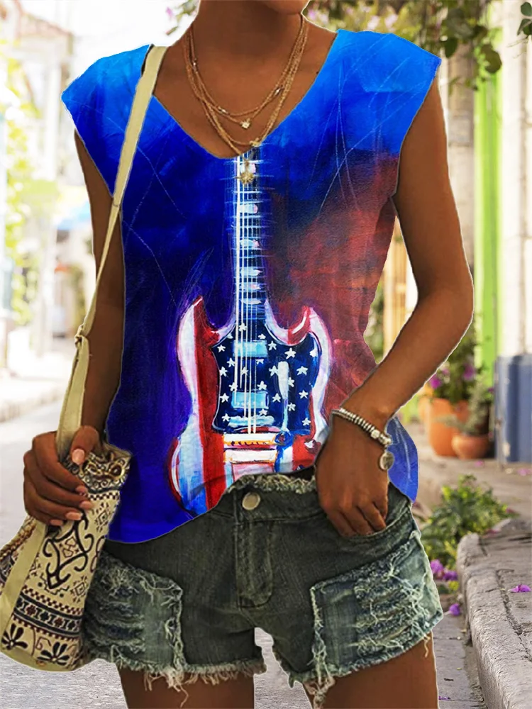 Independence Day American Flag Music Tank Top