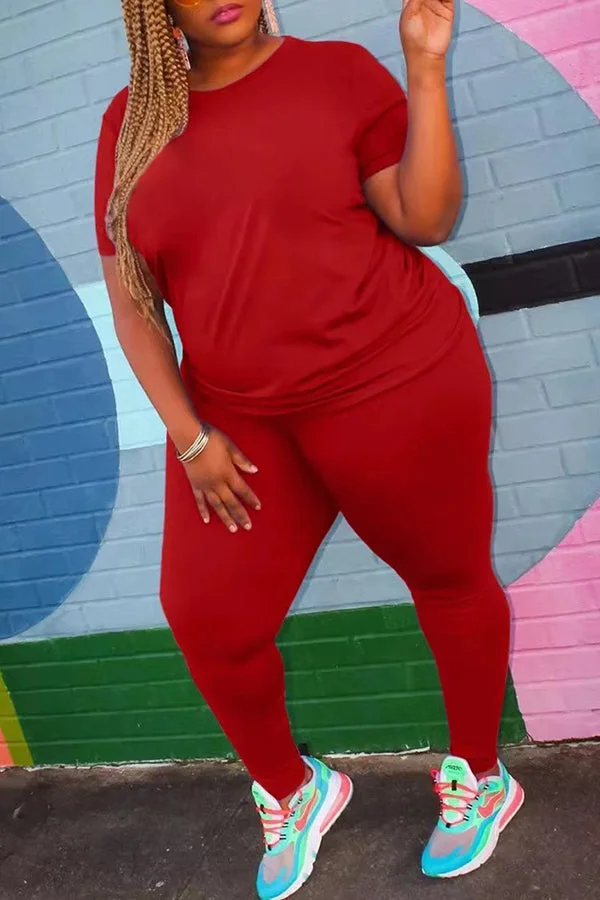 Pure Color Casual Two-piece Sporty Set