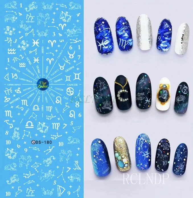 Jangj Water sticker for nail art all decorations sliders constellation horoscope adhesive nails design decals manicure accessoires