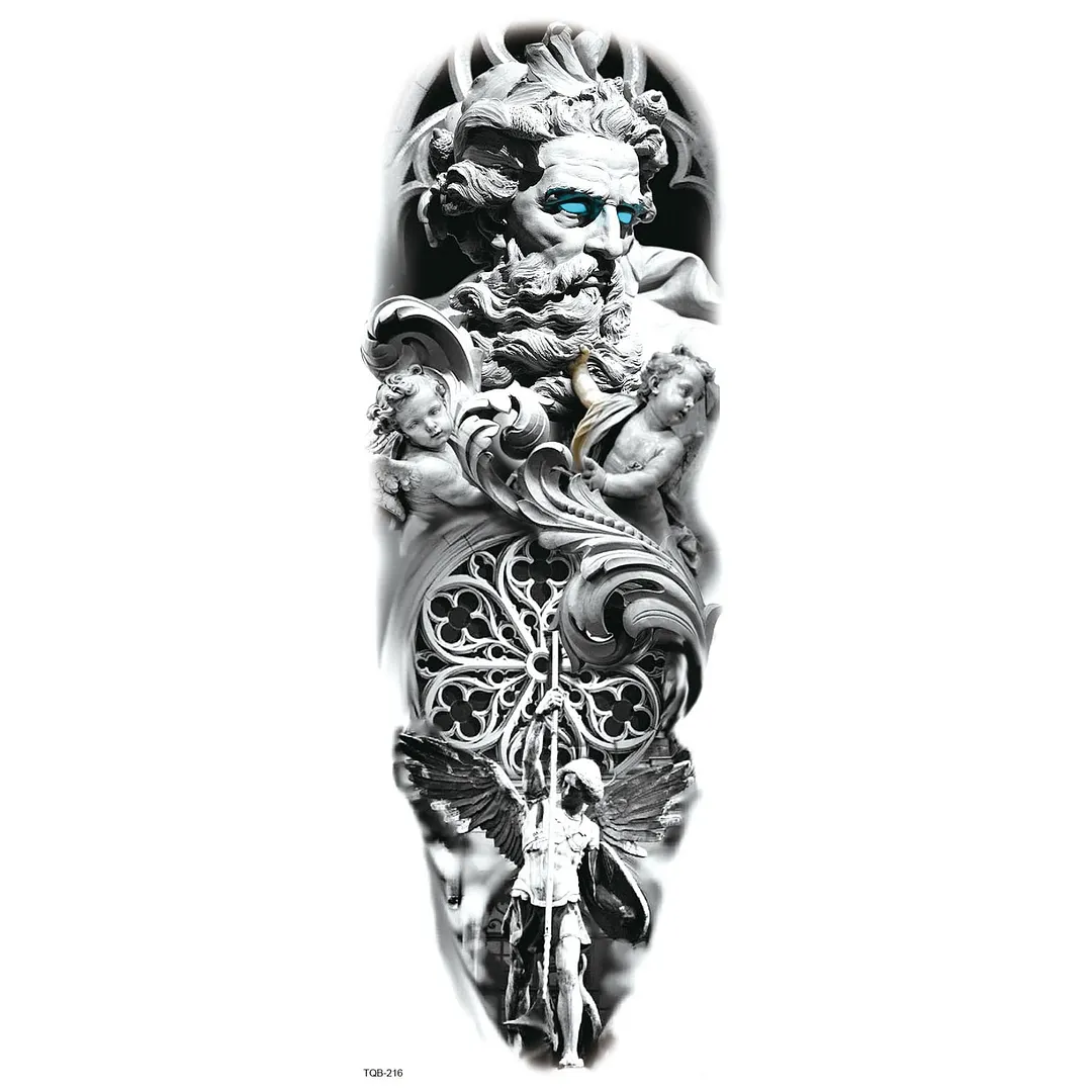 Large Arm Sleeve Tattoo Lion Tiger Owl Snake Clock Waterproof Temporary Tatto Sticker Skull Body Art Full Fake Tatoo Women Men