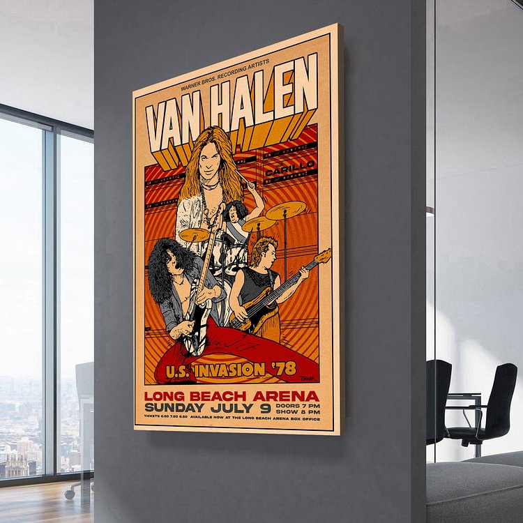 Van Halen 1978 World Tour - Long Beach Arena Canvas Wall Art MusicWallArt