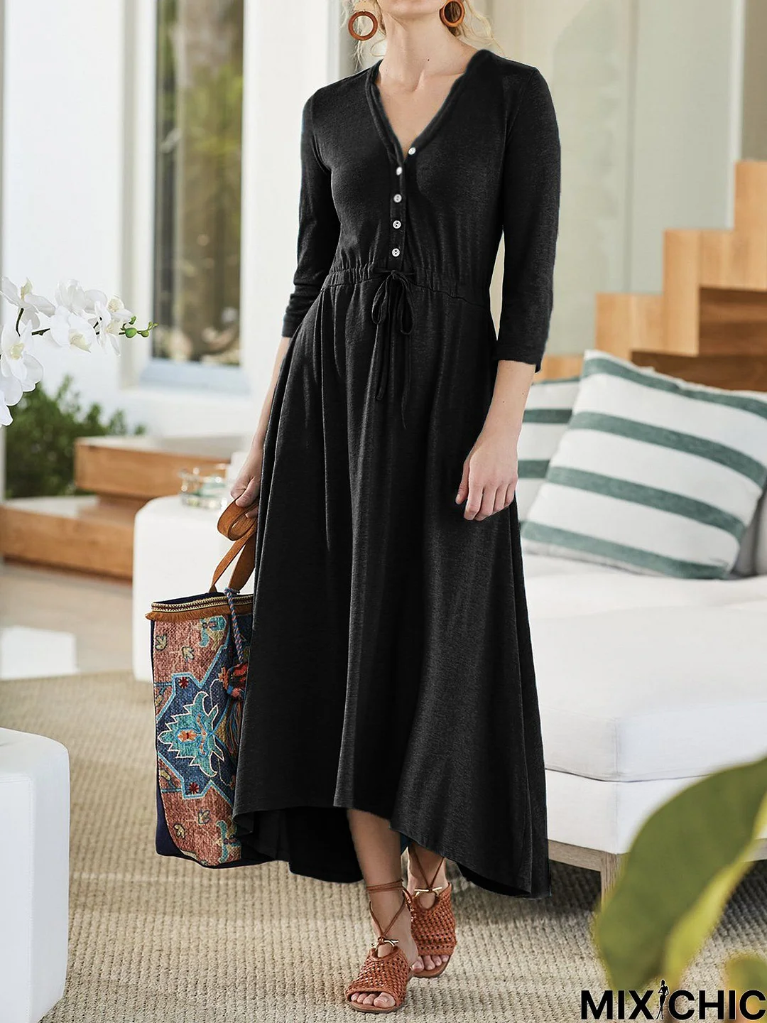 Loosen V Neck Elegant Knitting Dress