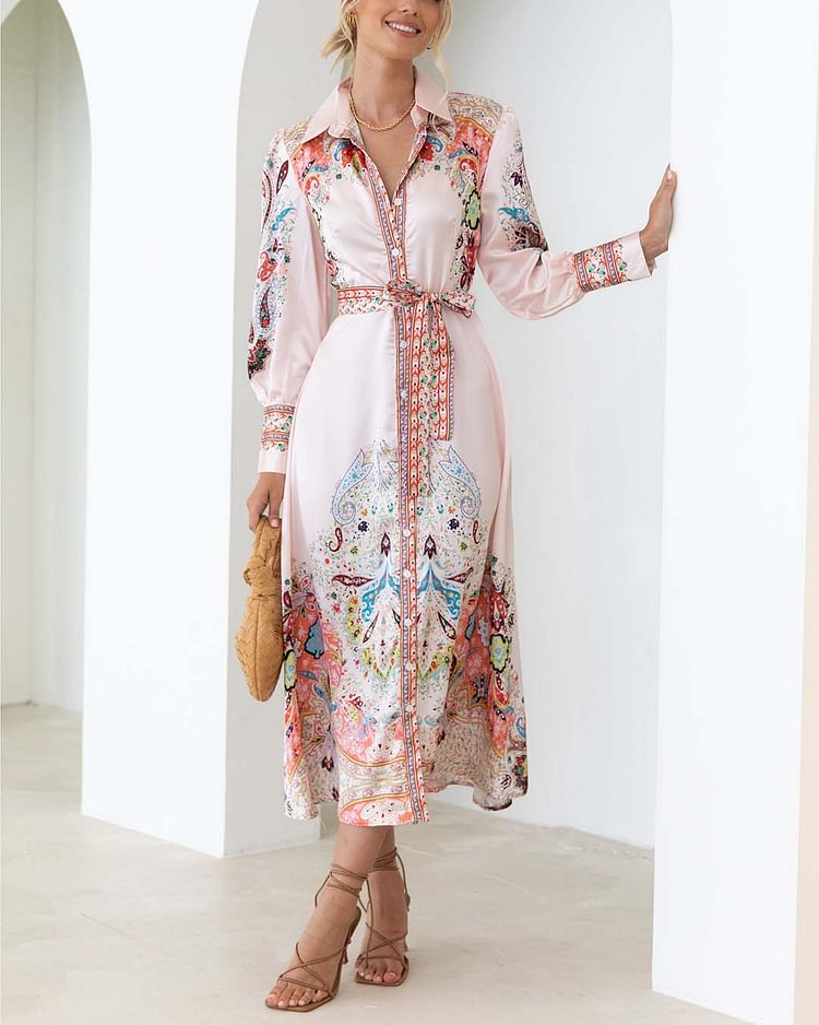 vintage floral print shirt dress
