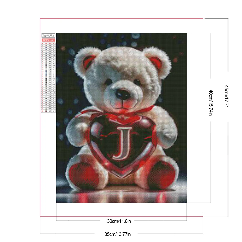 Diamond Painting - Full Square Drill - Bear Love J(Canvas|35*45cm)