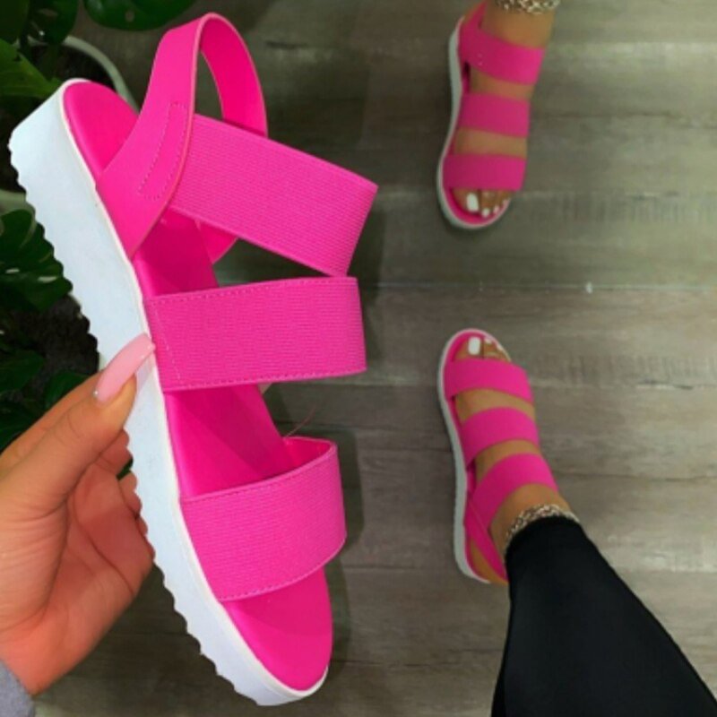 Women Sandals Summer Shoes Casual Slip On Ladies Flats Woman Fashion Platform Candy Color Plus Size New Footwear Female Shoe