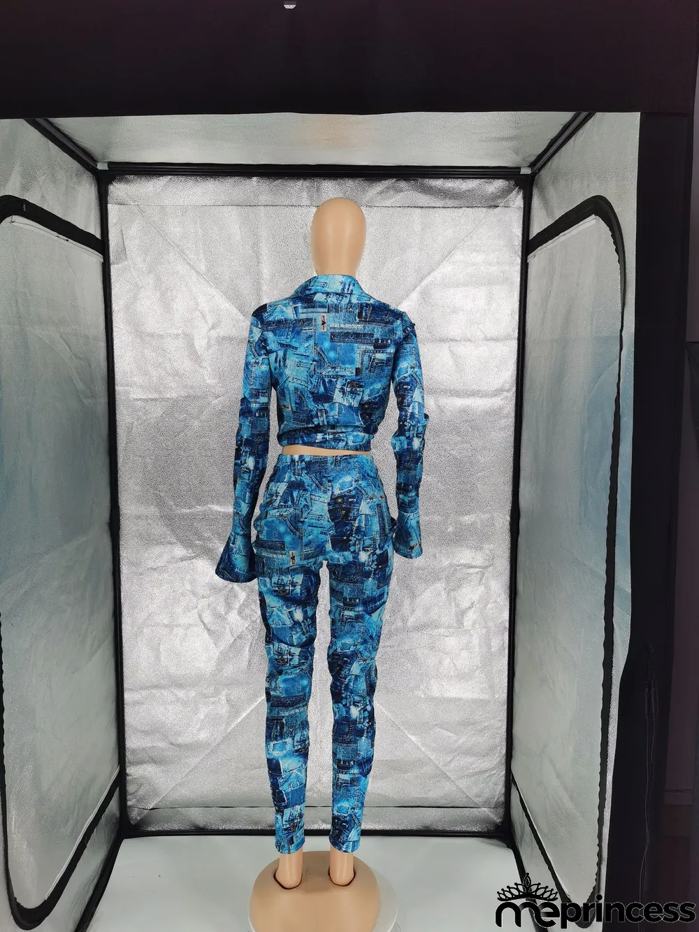 Fashion Printed Ruffle Sleeve Shirt And Pants 2 Piece Sets