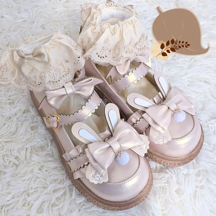 6 Colors Bunny Bow Lolita Pastel Shoes SP16010