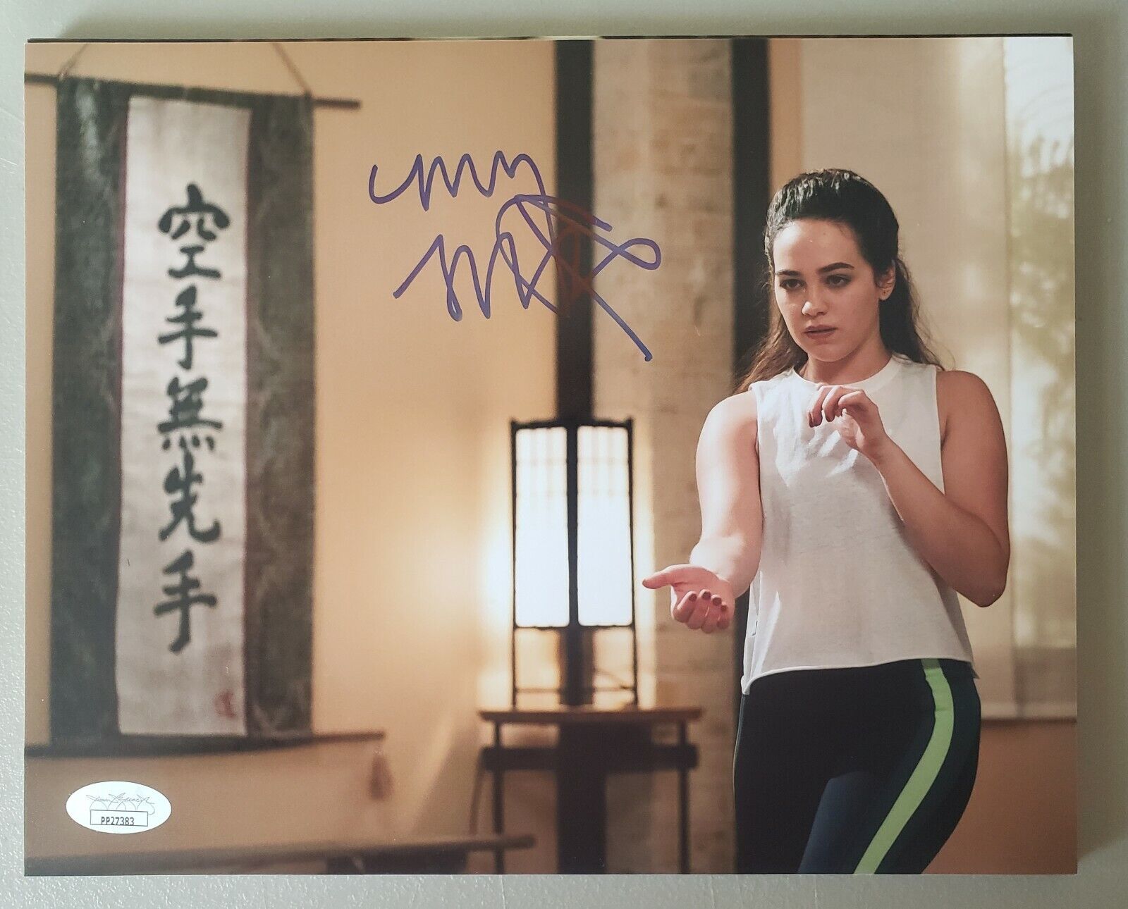 8X10 Autographed by Mary Mouser in Cobra Kai. Rare! JSA