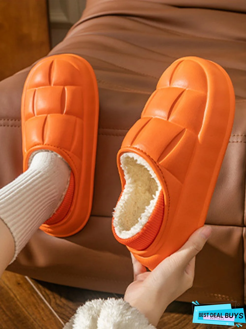 Waterproof Couple EVA Fleece Home Slippers