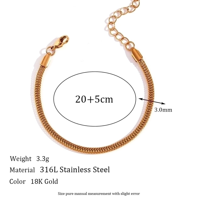 Minimalist Classic Style Solid Color 304 Stainless Steel 18K Gold Plated Plating Anklet