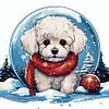 Diamond Painting -DIY Round Drill White Dog(40x40cm)