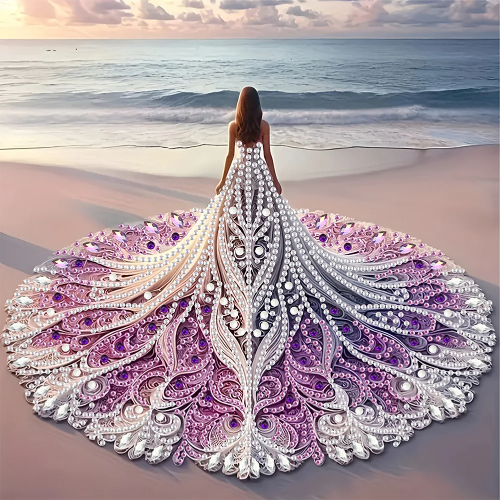 Diamond Painting - Partial Special Shaped Drill - Gorgeous Skirt Girl(Canvas|30*30cm)