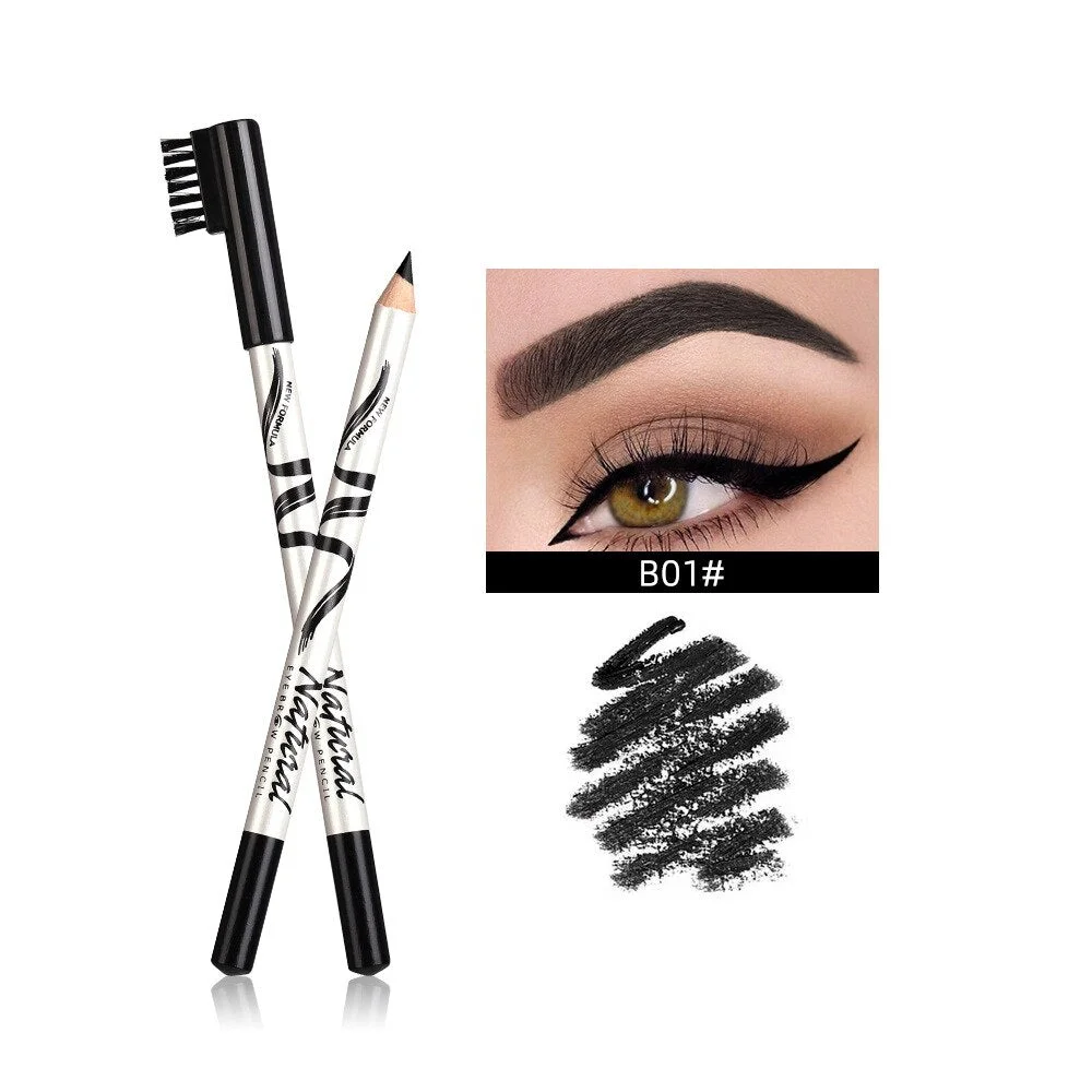 Dual-use Eyebrow Pencil Fine Eyebrows 12 Waterproof and Sweat-proof Five-colored Rooted Wild Eyebrows