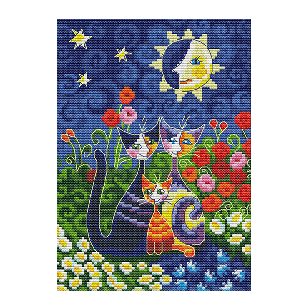

Two Cats - 11CT Stamped Cross Stitch - 36*46CM, 501 Original