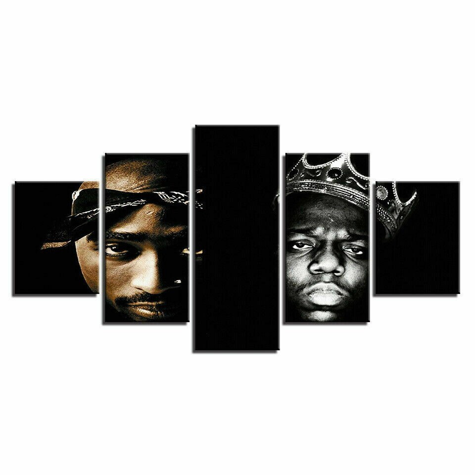 5 Pcs Tupac Notorious BIG Small Hip Hop Rap 2 Pac Canvas Prints Painting Wall Art HD Print Pictures Poster Home Decor No Framed