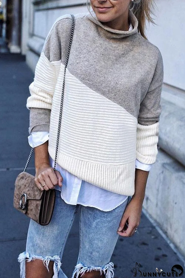 Chic Turtleneck Patchwork Sweaters