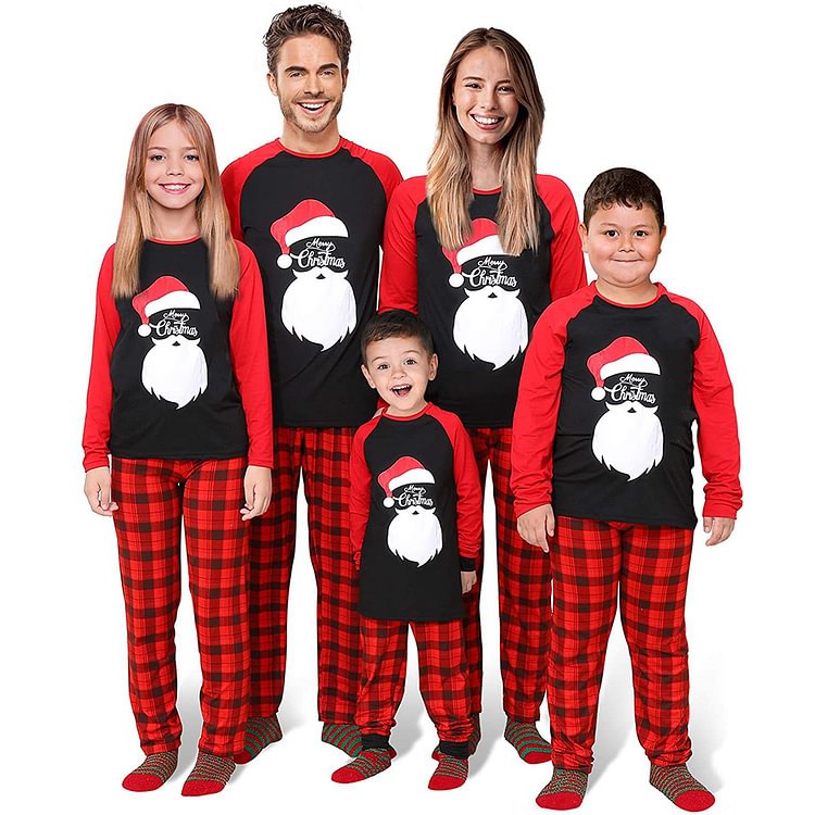Santa Print Parent-child Pajamas Set