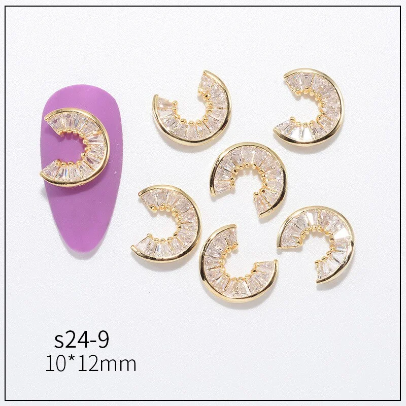 Nail Decoration Embellished Pendant Flash Drilling Chain Designs 5 Pcs/Set Metal With Zircon Rhinestones For Beauty Salons-Nail Inspo