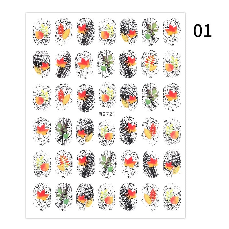 Geometric Lines Flowers Leaves 3D Nail Sticker Figure Woman Face Pattern Special Self Adhesive Nail Art Decals Manicures Sliders-Nail Inspo