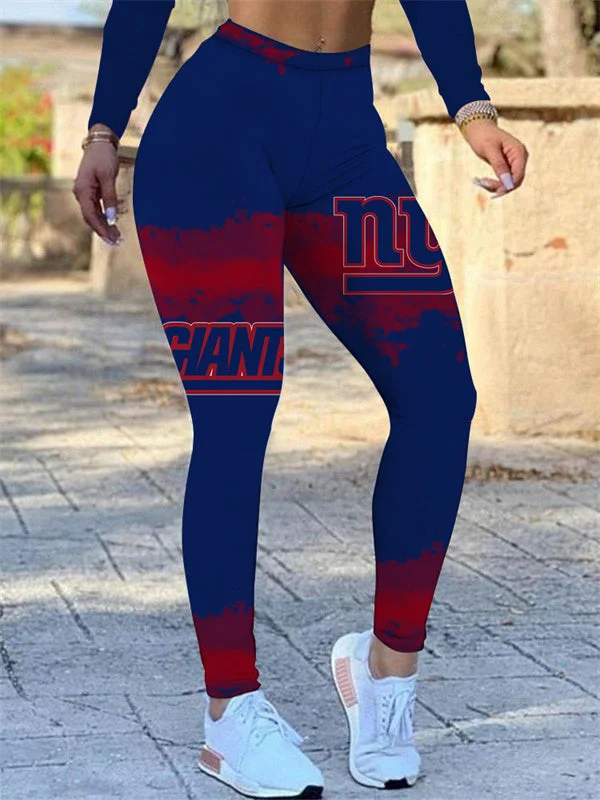 New York Giants Women's High Waist  Push Up Print Lounge Leggings