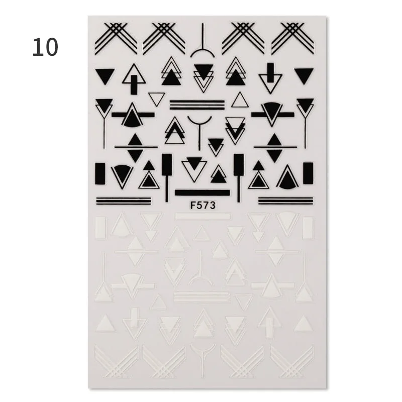 1 Sheet Flower Leaf Tree Green 3D Bronzing Nail Art Stickers Black White Sliders Summer DIY Decals for Nail Art Decoration