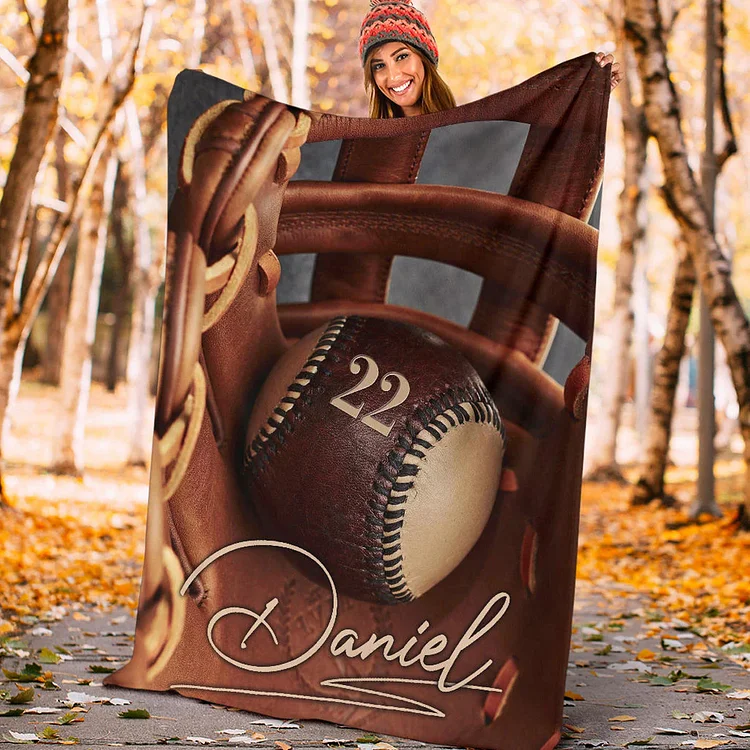 Personalized Baseball Blanket with Name Customized Blanket | BKKid644