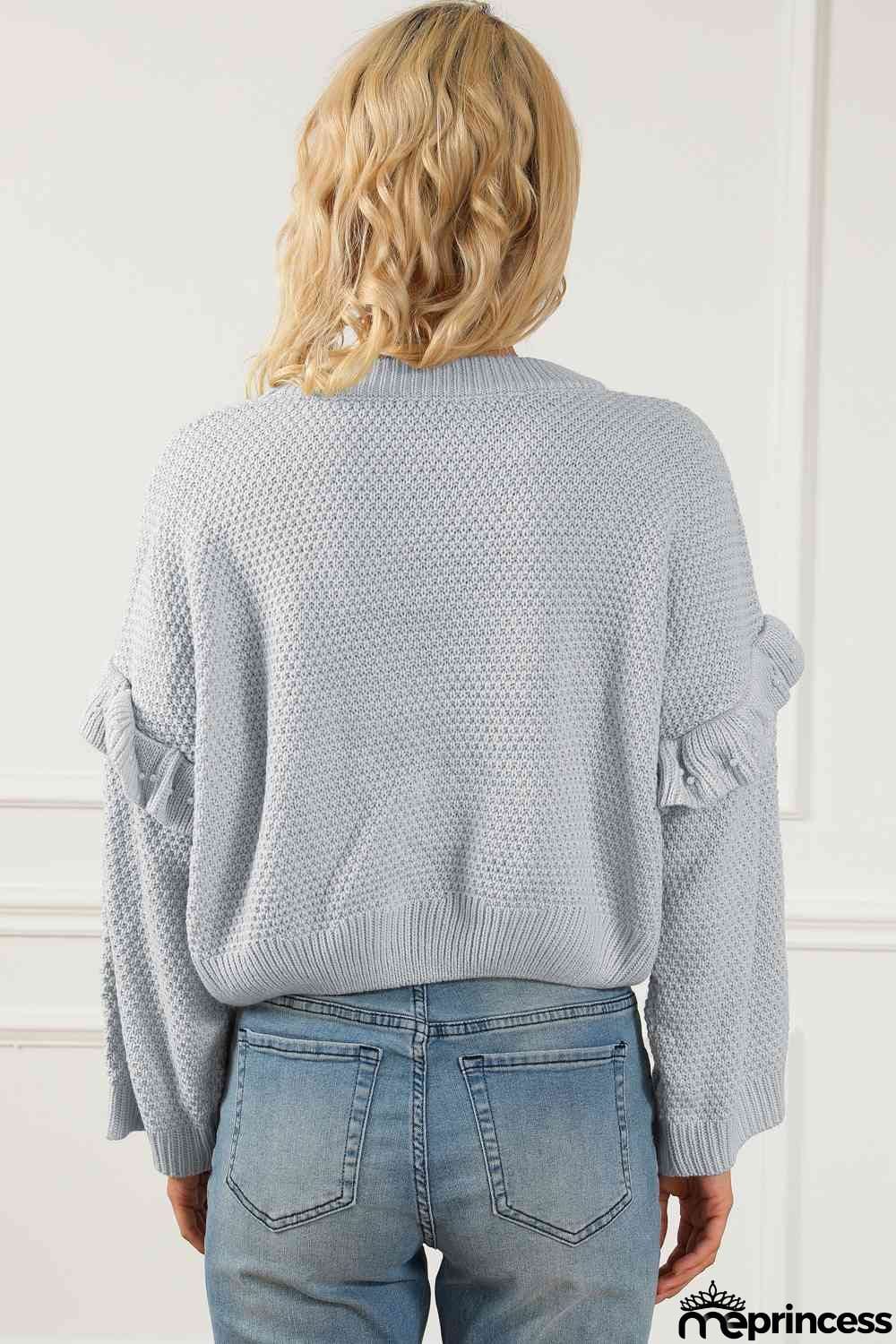 Pearl Trim Ruffled Sweater
