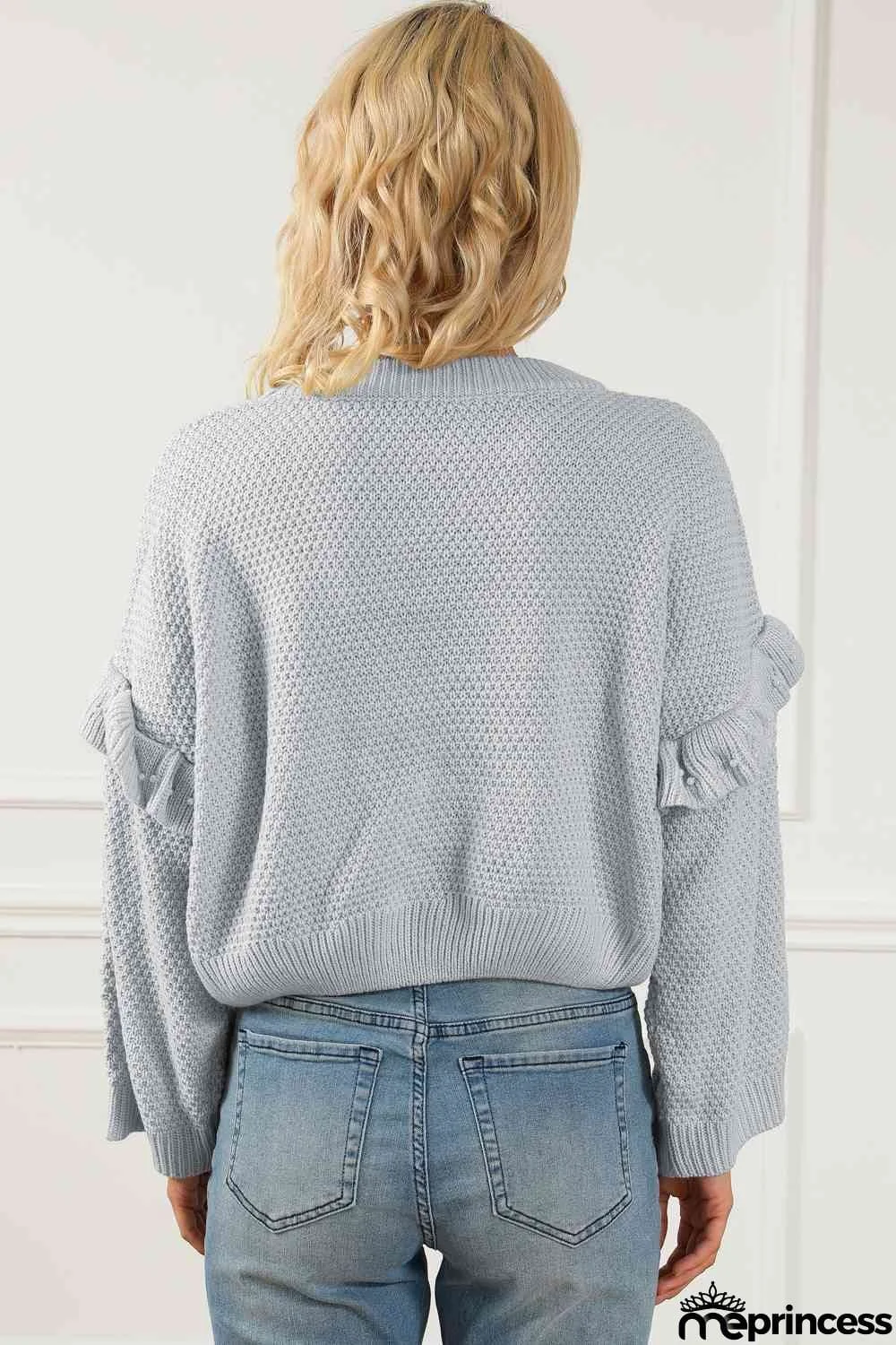 Pearl Trim Ruffled Sweater