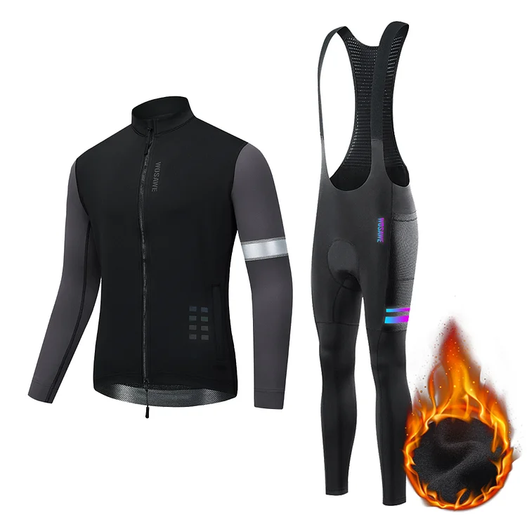 Men's Winter Warm Thermal Fleece Cycling Suits 