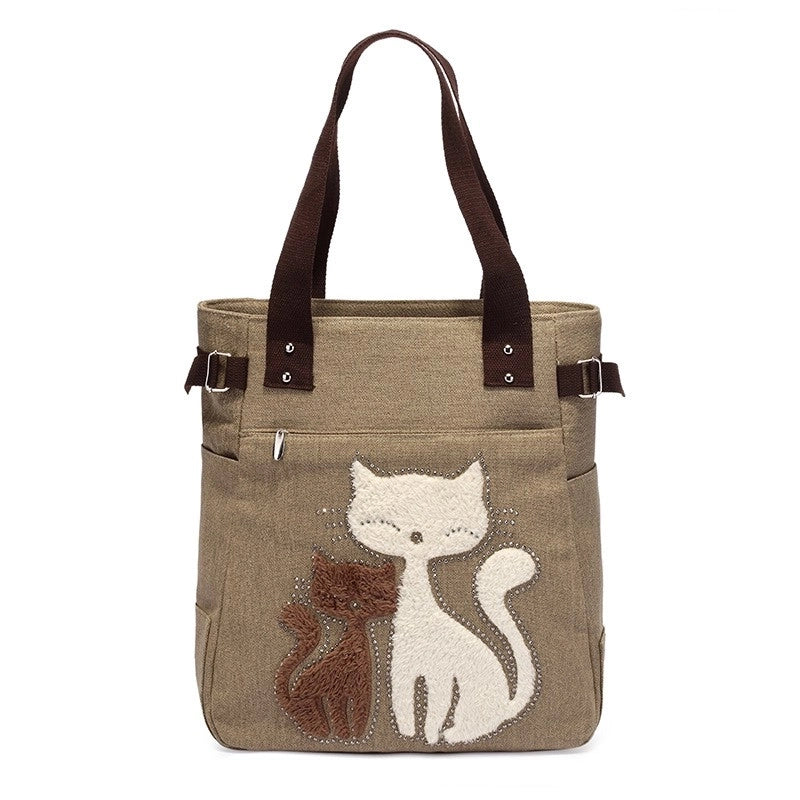 Women’s Cute Cat Canvas Shopping Bags