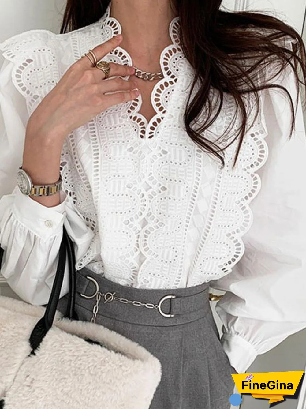 White Loose Chic Lace Top