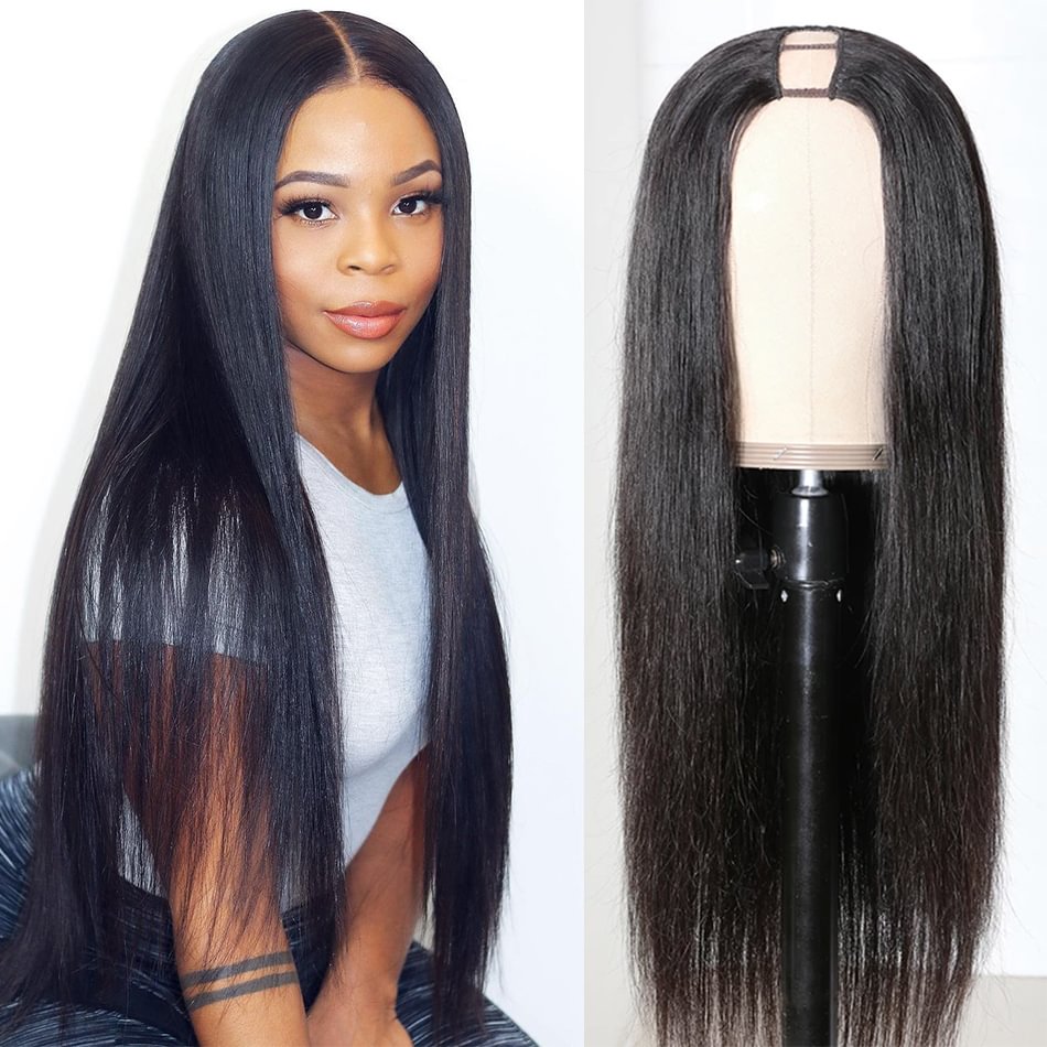 Straight Wigs Cheap U Part Wig Brazilian Human Hair Wigs For Women Virgin Hair Glueless Middle U Shape Wig 180 Density wholesale US Mall Lifes