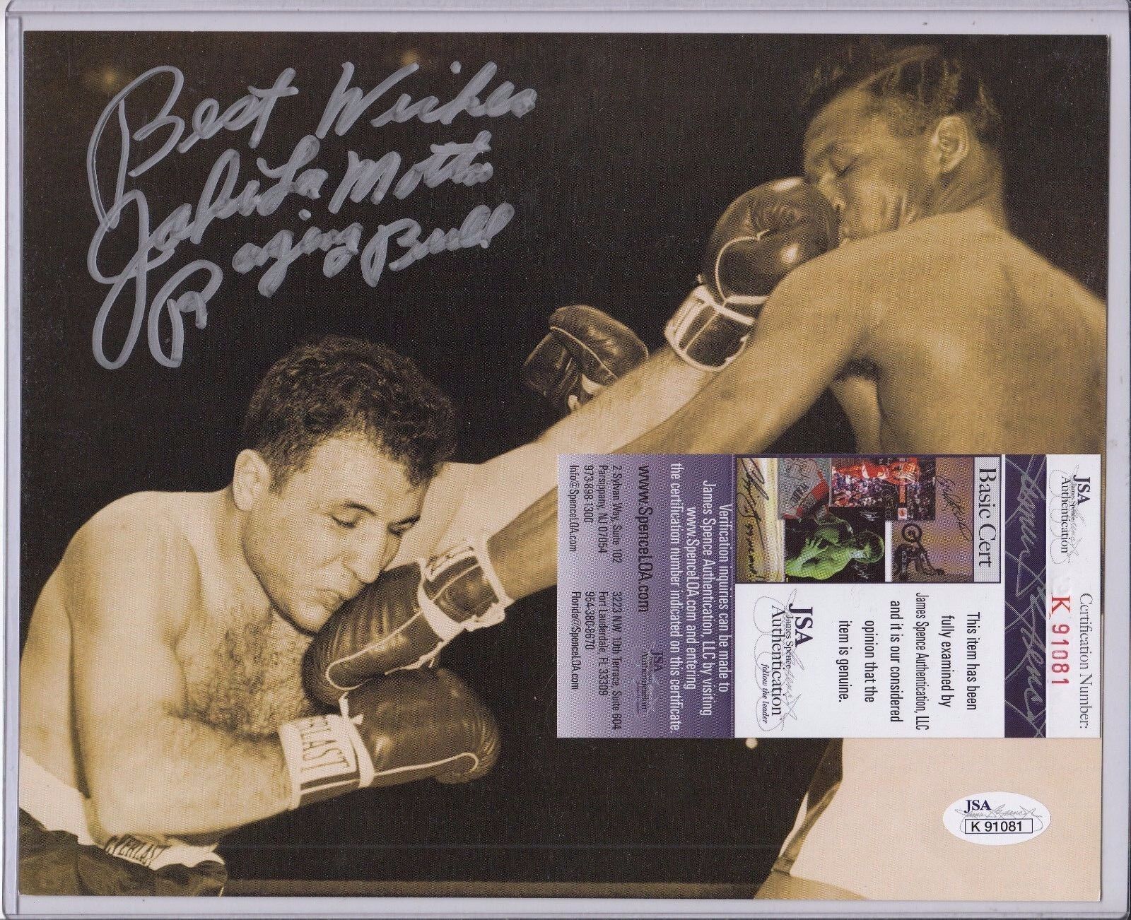 JAKE LAMOTTA SIGNED AUTOGRAPH AUTO 8X10 JSA CERTIFIED AUTHENTIC RAGING BULL