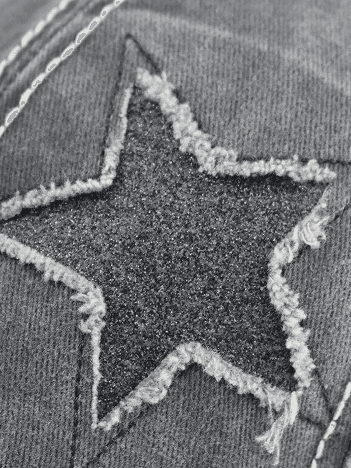Brownm Distressed Wash Sequin Star Baseball Cap